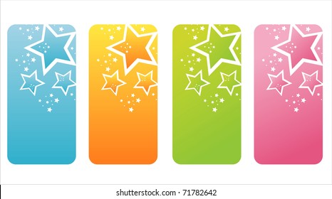 set of 4 colorful star banners