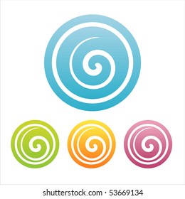 set of 4 colorful swirl signs