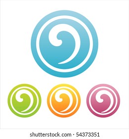 set of 4 colorful swirl signs