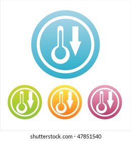 set of 4 colorful temperature down signs