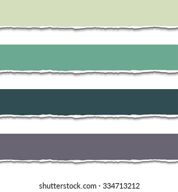 Set of 4 colorful Torn paper pieces banners. Vector EPS10 illustration. Paper with ripped edges, design elements