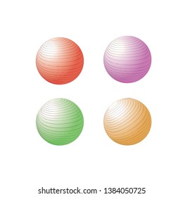 conjunto de 4 esferas vectoriales coloridas globos lineales elementos de diseño de giro abstracto