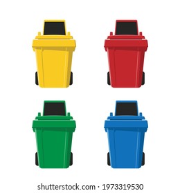 Set of 4 colors Plastic trash can bin.
