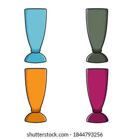Set 4 colors wine glass with white background. Vector Illustration.