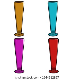 Set 4 colors wine glass with white background. Vector Illustration.