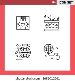 Set of 4 Commercial Filledline Flat Colors pack for window; analysis; love; instrument; data Editable Vector Design Elements