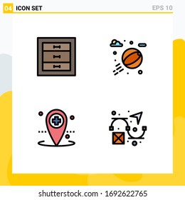 Set of 4 Commercial Filledline Flat Colors pack for boxes; local; interior; park; creative Editable Vector Design Elements