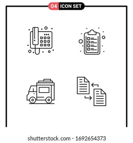 Set of 4 Commercial Filledline Flat Colors pack for contact; people; call; list; archive Editable Vector Design Elements