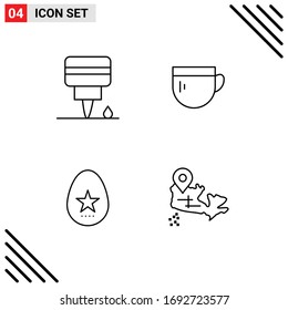 Conjunto de 4 envases de colores planos de línea plana comercial para el motor; vacaciones; taza; de base; elementos de diseño de vectores editables de Canadá