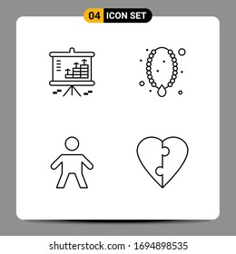 Set of 4 Commercial Filledline Flat Colors pack for analysis; pendant; graph; locket; kid Editable Vector Design Elements