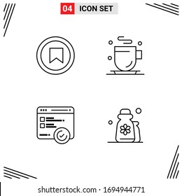 Set of 4 Commercial Filledline Flat Colors pack for interface; testing; user; food; beauty Editable Vector Design Elements