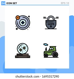 Set of 4 Commercial Filledline Flat Colors pack for atoms; magic; data; secure; star Editable Vector Design Elements