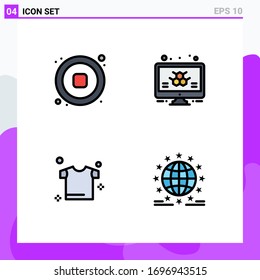 Set of 4 Commercial Filledline Flat Colors pack for audio; drying; video; monitor; gdpr Editable Vector Design Elements