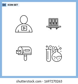 Set of 4 Commercial Filledline Flat Colors pack for avatar; documents; playback; archive; storage Editable Vector Design Elements
