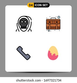 Set mit 4 Flat-Colors für kommerzielle Zwecke für Tote; Zahlung; Halloween; Unternehmen; Aufrufen von Design-Elementen für bearbeitbare Vektorillustrationen