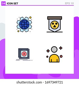 Paket mit 4 kommerziellen Flachfarben für internationale Zwecke; Fehler; Arbeit; Halloween; Vektorillustration-Design-Elemente für Nachrichten bearbeiten