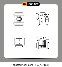 Set of 4 Commercial Filledline Flat Colors pack for barrel; server; space; jump rope; finance Editable Vector Design Elements