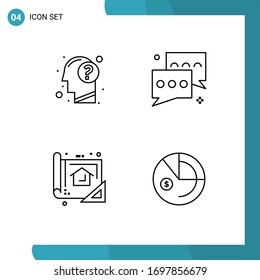 Set of 4 Commercial Filledline Flat Colors pack for answer; talk; human; chat; blue Editable Vector Design Elements