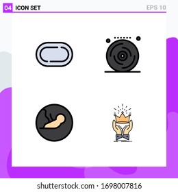 Set of 4 Commercial Filledline Flat Colors pack for road; embryo; birthday; party; crown Editable Vector Design Elements