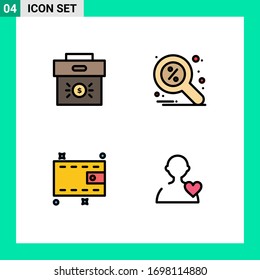 Set mit 4 Flat-Colors-Packungen für Handelsfilets; Brieftasche; Wirtschaft; finden; Design-Elemente für Vektorillustrationen mit Bargeld