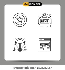 Set of 4 Commercial Filledline Flat Colors pack for star; big sale; estate; sign; sale advertisement Editable Vector Design Elements