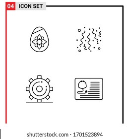 Set mit 4 Flat-Colors-Paketen für kommerzielle Zwecke; Medien; Ei; Konfetti; Design-Elemente für die bearbeitbare Vektorillustration