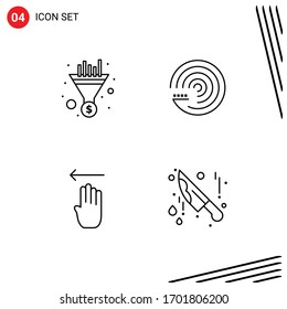 Set of 4 Commercial Filledline Flat Colors pack for filter; four; seo; forecasting model; left Editable Vector Design Elements