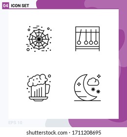 Set of 4 Commercial Filledline Flat Colors pack for halloween; birthday; perpecul; medicine; halloween Editable Vector Design Elements