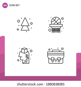 Set mit 4 Flat Colors für den Handel; Konstruktion, Richtung; Korbnetz; Beutelbearbeitungselemente für Vektordesign