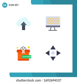 Set mit 4 kommerziellen Flachsymbolen für Pfeil; vorhanden sein; Wolke; Hardware; Bearbeiten von Design-Elementen für Vektorillustrationen verschieben