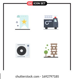 Set of 4 Commercial Flat Icons pack for bookmark; devices; rank; clipart; music Editable Vector Design Elements