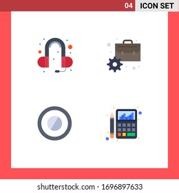 Set of 4 Commercial Flat Icons pack for ear; tablet; briefcase; management; budget Editable Vector Design Elements