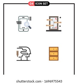 Conjunto de 4 Iconos planos comerciales para búsqueda; humanos; seo; magia; elementos de diseño de vectores editables de gran calidad
