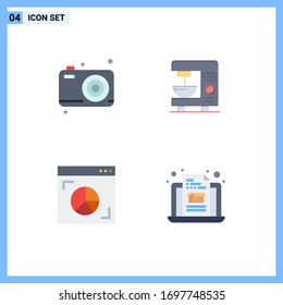 Set mit 4 kommerziellen Flachsymbole für Papa; Graph; Kamera; Wohnsitz; Design-Elemente für bearbeitbare Vektorillustrationen im Marketing