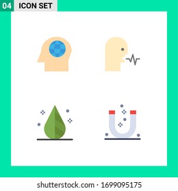 Conjunto de 4 Iconos planos comerciales para la cara; diseño; audio; voz; elementos de diseño de vectores editables de herramientas