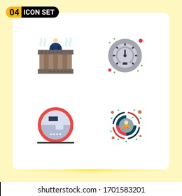 Conjunto de 4 Iconos planos comerciales para caliente; electrónica; spa; velocidad; medida de elementos de diseño de vectores editables