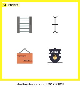 Set of 4 Commercial Flat Icons pack for construction; data; cursor; closed; privacy Editable Vector Design Elements