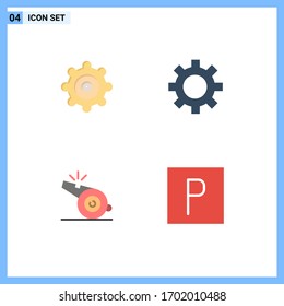 Conjunto de 4 Iconos planos comerciales para el ajuste; parque; engranaje; árbitro; signar Elementos de diseño de vectores editables