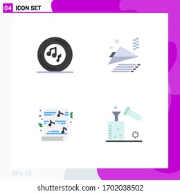 Set of 4 Commercial Flat Icons pack for music; funny; player; paper plane; religion Editable Vector Design Elements