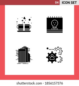 Set of 4 Commercial Solid Glyphs pack for coffee; holidays; drink; ghost; technology Editable Vector Design Elements