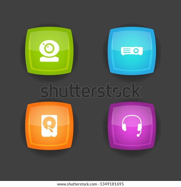 Set 4 Computer Icons Set Collection Stock Vector (Royalty Free ...