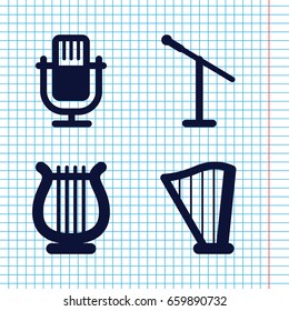 Set of 4 concert filled icons such as harp