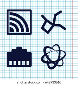 Set of 4 connect filled icons such as wi-fi, network connection