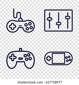 set of 4 console outline icons such as joystick, portable console