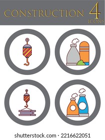 set of 4 construction icons with gray border