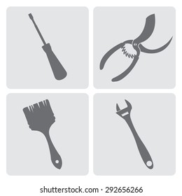 Set of 4 construction tools monochromatic vector icons