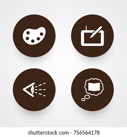 Set Of 4 Constructive Icons Set.Collection Of Look, Gadget, Artist And Other Elements.