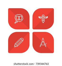 Set Of 4 Constructive Outline Icons Set.Collection Of Dividers, Writing, Pencil And Other Elements.