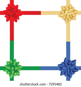 set of 4 corner ribbon bow