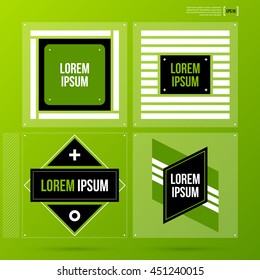 Set of 4 corporate labels/logos in flat style on green background. Useful for presentations or web design. Vector template.